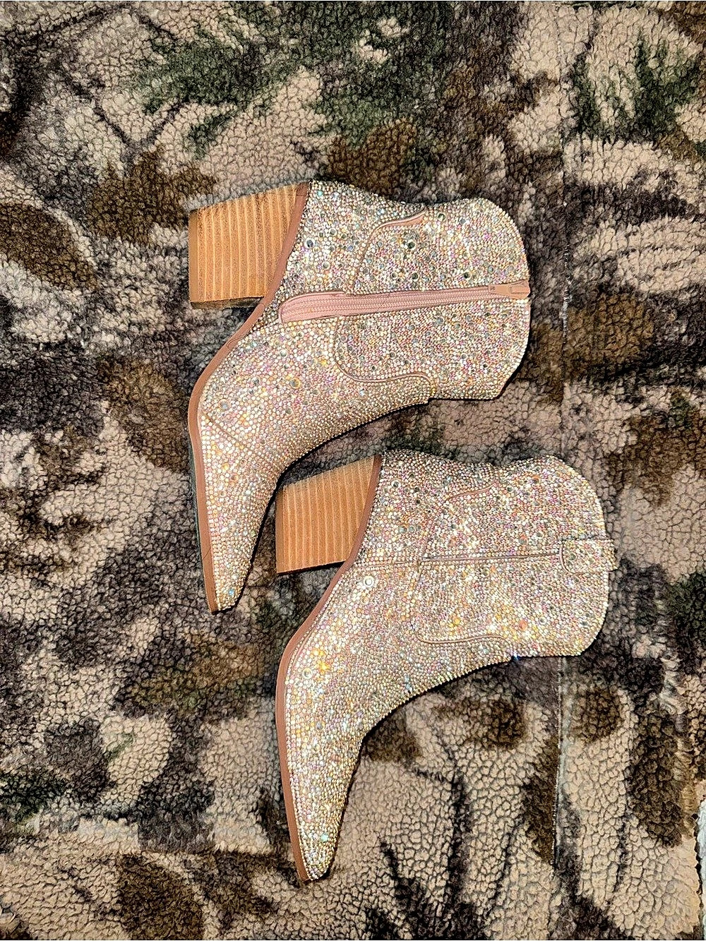 Betsy Johnson Embellished Silver Ankle Boots Like New